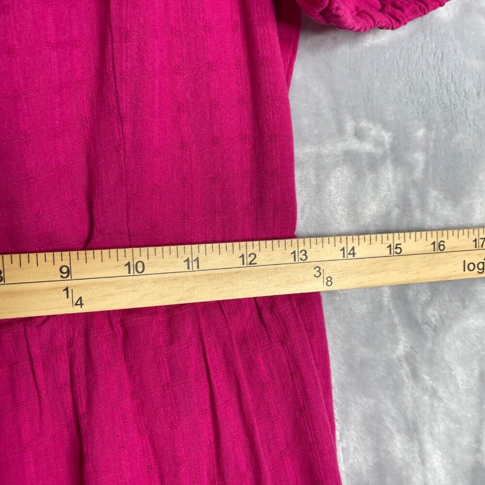Draper James Puff Sleeve Midi Dress Womens S Pink Square Neck A Line Preppy - Picture 8 of 9